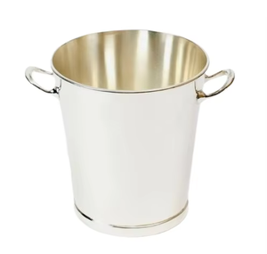 Elegante cubo de hielo plateado para cócteles de champán y vino y entretener a los invitados en casa hecho a mano de La India - Product Image 1