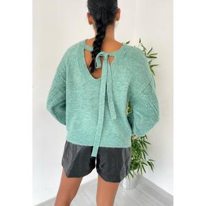 เสื้อสเวตเตอร์ถักลายด้านหลัง รุ่น 848 - สีเขียว - Product Image 3