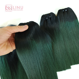 Produit populaire Racine verte foncée Extensions de cheveux vietnamiens crus à donneur unique Os soyeux droit - Product Image 1
