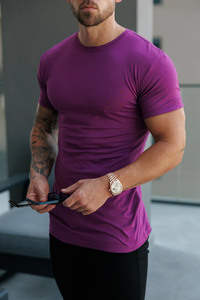 เสื้อยืดคอกลมลายอิฐไม้ไผ่สีแดงสำหรับผู้ชายเสื้อยืดผ้าฝ้ายระบายอากาศออกแบบโลโก้ได้ตามต้องการสำหรับยิม - Product Image 6