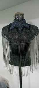 Classic Satin <b>Poncho</b> Style Top for <b>Women</b> & Girls Handbeaded Heavy Satin Top for Stylish Parties - Product Image 3