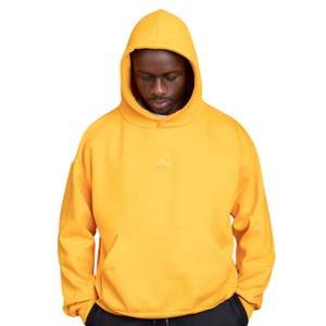 Sweat-shirt à capuche jaune pour homme en molleton de coton lourd avec poche kangourou, style streetwear décontracté - Product Image 3