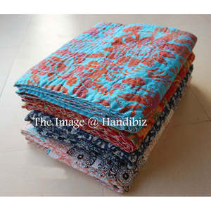 Ensemble de couette Kantha en coton d'été, taille double, couvre-lit/plaid, literie patchwork douce, lot de 7 pièces - Product Image 2