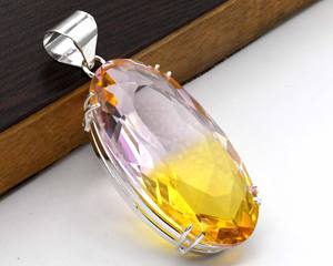 สร้อยคอทองเหลืองทัวมาลีนแบบสองสีสร้อยคอทองเหลืองโบราณจี้ชั้นดีธีมคริสเตียนพลอยธรรมชาติ - Product Image 2