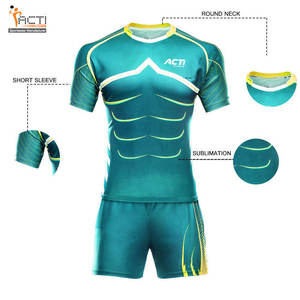 Venta al por mayor camiseta de rugby de secado rápido bordado Impresión digital logotipo del equipo personalizado uniformes conjuntos de estilo personalizado - Product Image 2