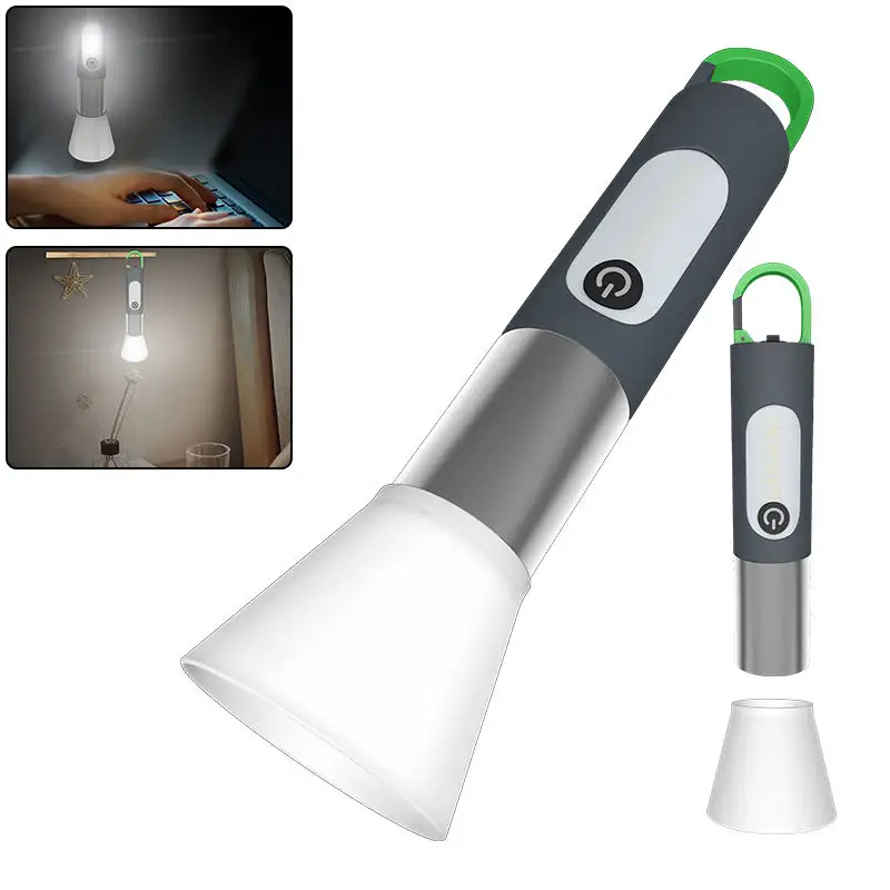 Alta potência portátil EDC lanterna impermeável tocha luz recarregável LED COB ZOOM Keychain camping lanterna com gancho