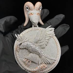 สร้อยคอจี้แฟชั่นชุบทองคำขาว 14K ดีไซน์ใหม่ สไตล์ฮิปฮอป ประดับเพชรโมอิสซาไนต์ VVS ชุบทองคำขาวและโรสโกลด์ พร้อมแหวนแบบ Iced - Product Image 1