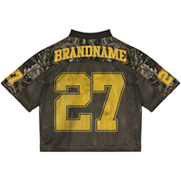 Camisetas de Fútbol Americanas Vintage Personalizadas, Estilo Francés, Tejido de Malla Holgado, Cuello en V, Corte Recto, para Hombre