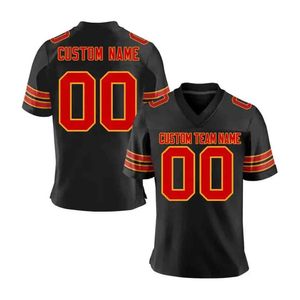 Custom American Football Jersey Men's Black Red 00 Sublimated V-Neck Short Sleeve Breathable Mesh Sport Apparel - Product Image 3