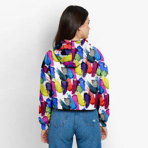 Última sudadera casual para mujer con logotipo personalizado impreso Crop Top Sudadera con capucha con logotipo frontal ropa corta de invierno - Product Image 6