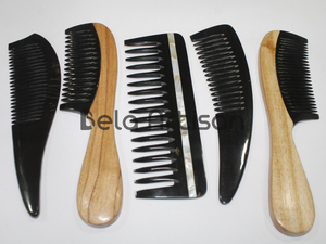 Peigne à cheveux en corne de buffle authentique fabriqué à la main produit de soin des cheveux naturel antistatique de qualité supérieure en vrac naturel - Product Image 4