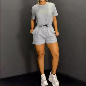 2025 été et printemps nouvelles femmes deux pièces revers imprimé fermeture éclair chemise à manches longues décontracté couleur unie Shorts dames costume ensembles - Product Image 2