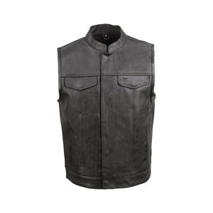 Gilet en cuir en cuir élégant respirant mode masculine - Product Image 6