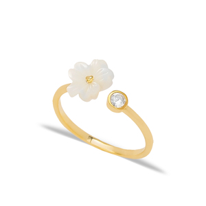 Flower Minimalist Summer Collection <b>Adjustable</b> Women Wedding <b>Ring</b> 925 <b>Sterling</b> <b>Silver</b> Jewelry - Product Image 1