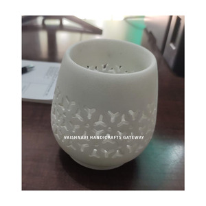 Handmade Pure Makrana Marble <b>Candle</b> <b>Holder</b> White 10 CM Unique Shape Home & <b>Garden</b> Decoration - Product Image 1