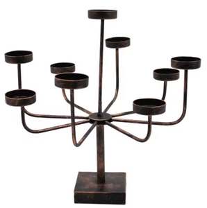 Trending Iron Metal Large Unique 9 Candle T Light Holder Negro con acabado de lavado de cobre Soporte de vela de diseño moderno disponible - Product Image 1