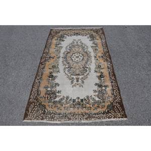 พรมขนสัตว์6.7ft สีเบจสีน้ำตาลคลาสสิกขนาด3.8 x ดีไซน์แบบตุรกีเย็บปะติดปะต่อกันสำหรับทางเข้าห้องนั่งเล่นหรือห้องนอน - Product Image 1