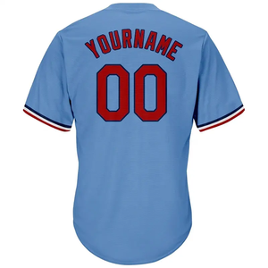 Camiseta de Béisbol Azul Cielo Personalizada con Nombre y Número, Cuello en V, Sin Botones, Uniforme de Equipo, Ropa Deportiva con Estampado por Sublimación - Product Image 3