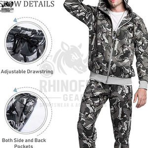 ชุดวอร์มลายพรางผู้ชายแบบกำหนดเอง ผ้าฝ้ายผสมโพลีเอสเตอร์ พร้อมโลโก้และดีไซน์ตามสั่ง ชุดวอร์มลายพรางแบบมีซิปสำหรับผู้ชาย - Product Image 4