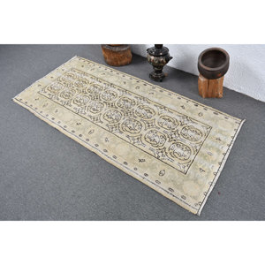 พรม3.1x6.5ft ตุรกีทรงสี่เหลี่ยมมุมฉากสีเบจสีเขียววินเทจทำด้วยมือสำหรับห้องนั่งเล่นห้องนอนห้องโถงพรมข้างเตียง - Product Image 4