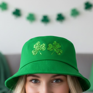 Wholesale Custom Hand Embroidery Sequined Front Panel Design St. Patrick's Day <b>Summer</b> Casual <b>Women</b> Bucket <b>Hats</b> - Product Image 2