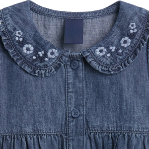 Mameluco de Mezclilla para Bebé, de una Pieza, Forrado de Felpa Suave, Mangas Largas, Cierre de Cremallera Oculto, Color Sólido, Ajuste Cómodo para Invierno, 100% Algodón - Product Image 3