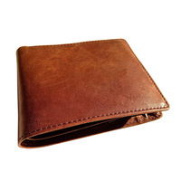 Dompet Pria Kulit Asli Premium Tahan Air dengan Perlindungan RFID, Penutup Ritsleting, Lapisan Poliester, Logo Timbul