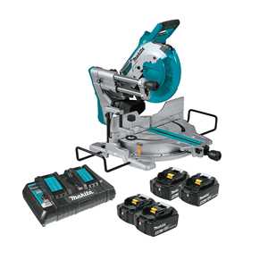 Sierra ingletadora compuesta deslizante de doble bisel de 10 pulgadas, inalámbrica, sin escobillas, de 18V x2 LXT de iones de litio y 36V, con kit láser y batería de potencia extra de 5.0Ah - Product Image 1