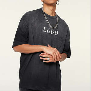 เสื้อยืดผู้ชายแบบวินเทจเสื้อยืดผ้าฝ้ายโอเวอร์ไซส์ล้างได้พิมพ์โลโก้ - Product Image 1