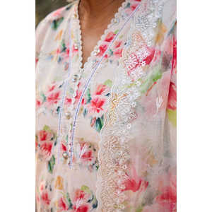 Ensemble de costume en tissu lawn brodé et imprimé pour femmes, 3 pièces, avec dupatta en mousseline de soie brodée et imprimée BM-62010 - Product Image 2