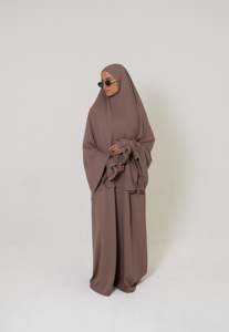 Autunno chiuso Abaya 100% in poliestere musulmano abito saudita Kihmar nuovo Design modesto preghiera Set islamico donne solido Botton Abaya - Product Image 4