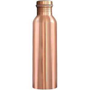 Botella de cobre artística Zig Zag Line Botella de agua elegante y elegante perfecta para hidratación Viajes Yoga Oficina Gimnasio DE LA India - Product Image 1