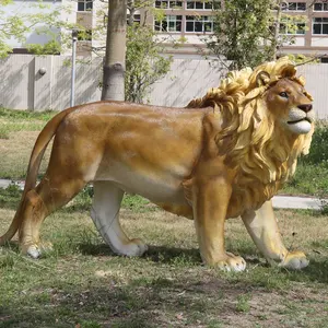 Life Size Animal Garden Statues Large Size Animal Statue For Display Giant Lion Sculpture For Safari