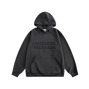 OEM Custom 100% Cotton Heavyweight 3D Embossed <b>Thermal</b> Hoodie <b>for</b> <b>Men</b> Plus Size Winter High Quality 500 gsm 3D Emboss Hoodie - Product Image 2