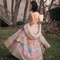 Dernière Nouveauté : Lehenga Choli de Mariée en Soie Georgette pour Femme, avec Dupatta, pour Mariage, de Gujarat - FABZONE En Stock
