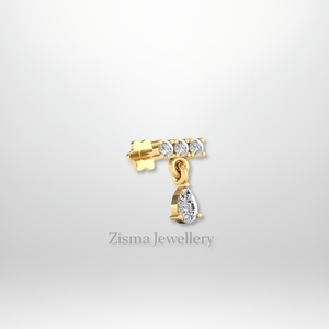 Pendientes colgantes de barra de diamante de lujo 14K 18K oro moderno Piercing joyería Real laboratorio cultivado y diamantes naturales IGI certificado - Product Image 1