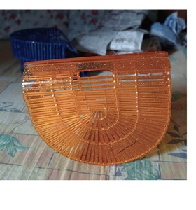 Bolsa de Mano Reutilizable Ecológica de Resina Artesanal India Color Naranja Claro para Mujer - Product Image 1