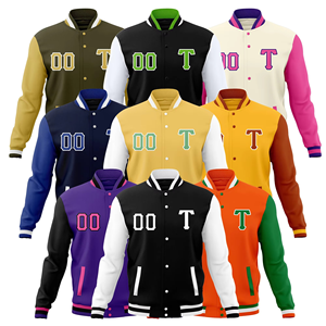 Chaqueta Universitaria Vintage Personalizada para Hombre con Cuello Alto, Logotipo Frontal, Mangas de Cuero Resistentes al Viento, Diseño Cálido para Invierno - Product Image 1