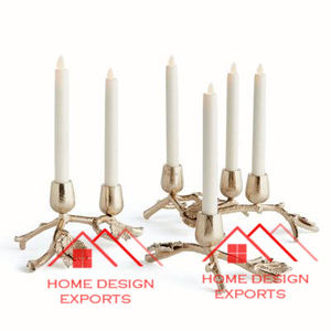 Vajilla de boda de diseño de tendencia, centros de mesa para fiestas y eventos, forma de hoja, portavelas de latón decorativo único - Product Image 4