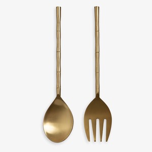 Serveurs à salade décoratifs Poignée design faite à la main Ensemble cuillère et fourchette de service à salade design poli argenté Ensemble acier miroir mariage - Product Image 4