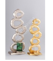 Ensemble de porte-bougies coniques en métal argenté, écologiques, luxueux et uniques, personnalisables pour Pâques et la Saint-Valentin
