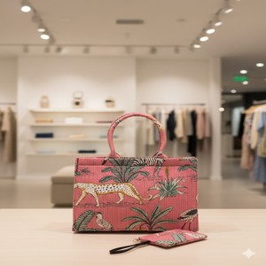 Bolso Tote Acolchado Hecho a Mano, Tela de Algodón, Diseño Sólido, Cierre de Cremallera, Cadenas Elegantes, para Todas las Temporadas, Viajes y Compras - Product Image 1