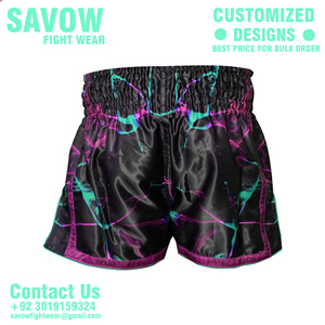 Shorts de Muay Thai en gros avec tissu satiné léger, taille élastique, conçus pour l'entraînement et les combats - Product Image 2
