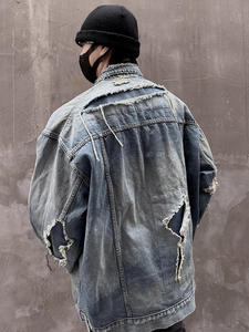 Clothing Manufacturers Distressed Destroy Oversize Custom <b>Denim</b> <b>Jacket</b> <b>Men</b> <b>Men's</b> <b>Jackets</b> - Product Image 4