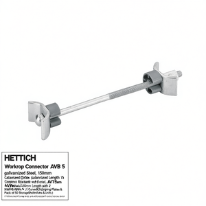 HETTICH Worktop Connector AVB 5 Galvanized Steel 150mm Length with 2 Curved Clamping Plates Pack of 50 Storage Shelves & Units - Product Image 3