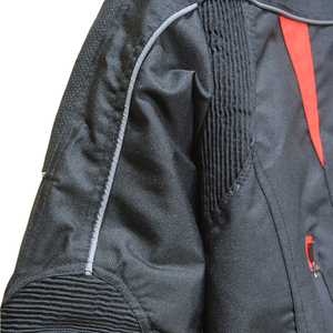 Veste textile personnalisée pour motocyclette de tourisme de protection pour hommes vestes Cordura de moto d'aventure rouges et noires imperméables toutes saisons - Product Image 3