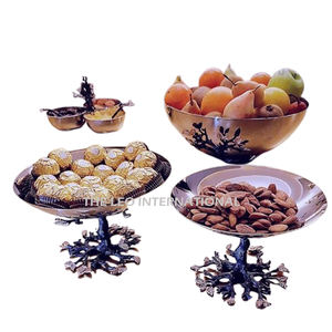 Juego de 2 cuencos decorativos de metal y aluminio de acero inoxidable con diseño de forma de flor, cuenco de moda pulido brillante para servir - Product Image 2