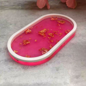 Plateau décoratif en résine de plusieurs couleurs, organisateur de cosmétiques, décoration d'intérieur, plateau ovale en résine, plateau de coiffeuse, haute qualité - Product Image 1