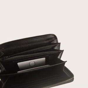 Portefeuille fin en cuir véritable pour homme avec doublure rayée, fermeture pliante, porte-cartes, design minimaliste de petite taille - Product Image 4