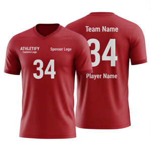 เสื้อฟุตบอลแบบกำหนดเองสำหรับโรงเรียนและลีกผลิตจากโพลีเอสเตอร์ระบายอากาศน้ำหนักเบาออกแบบได้ตามต้องการ - Product Image 1